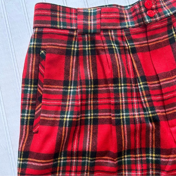 Giorgio Sant’Angelo~ new ~ Red Plaid Wool High Waist Wide Leg Shorts size 10-12* - Picture 5 of 15